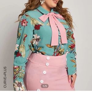 Button down blouse with bow